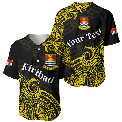 (Custom Personalised) Ribaberiki Kiribati Coat Of Arms Mix Yellow Polynesian Baseball Jersey