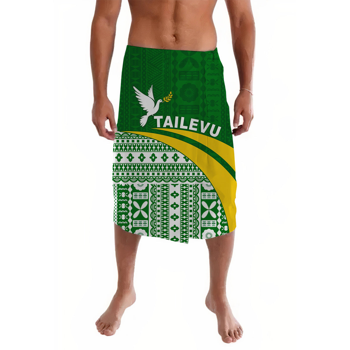 Tailevu Rugby Lavalava Fiji Rugby Tapa Pattern Green