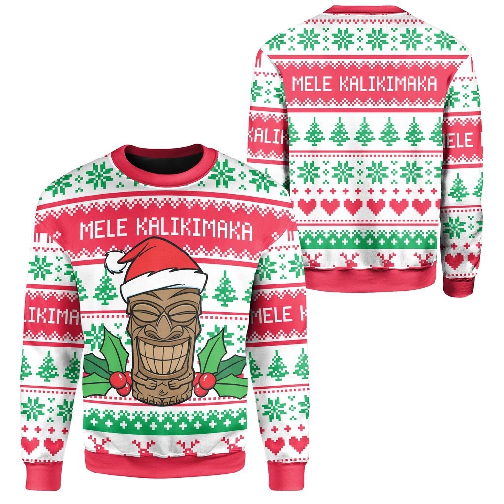 Hawaii Mele Kalikimaka Tiki Xmas Sweatshirt