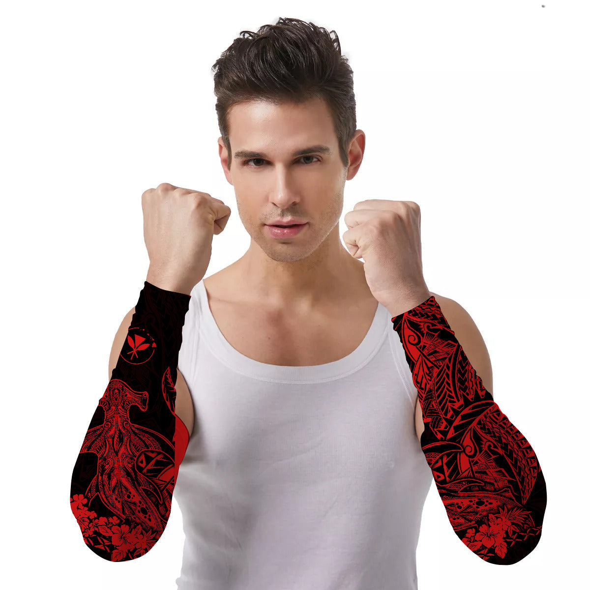 Arm Sleeves (Set of Two) Hawaii Wild Hammerhead Sharks Ver.02