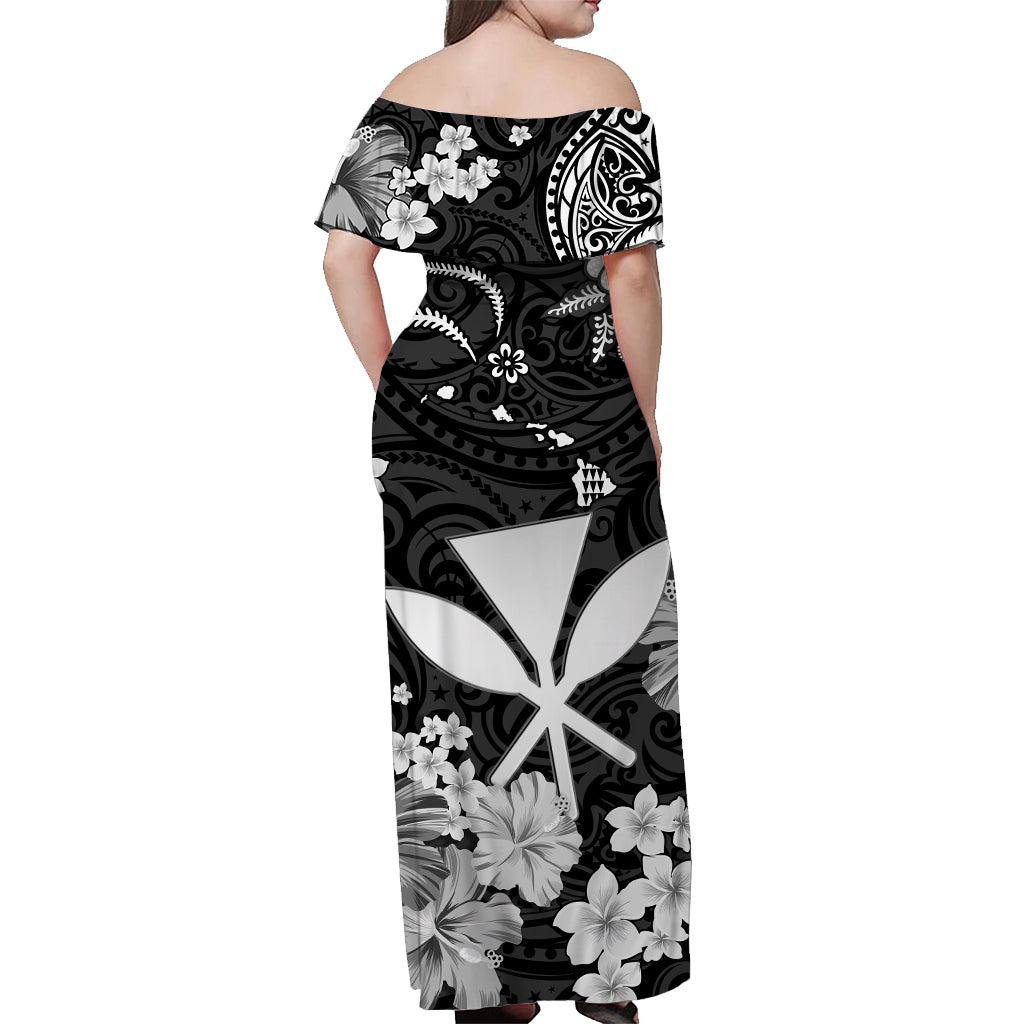 Hawaii Off Shoulder Long Dress Polynesia White Kanaka Maoli