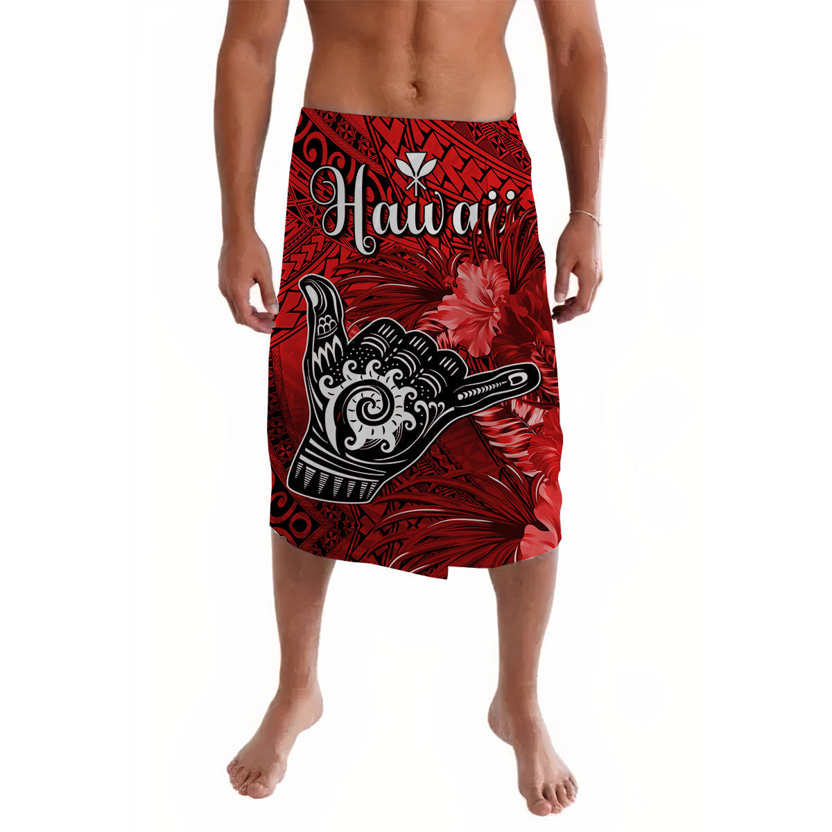 The Shaka Hawaii Lavalava Tropical Flowers Red Version