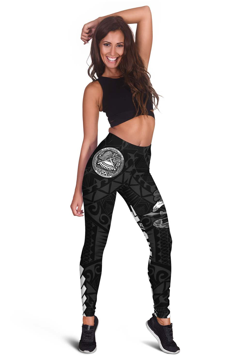 American Samoa Women Leggings Eagle mix Polynesian