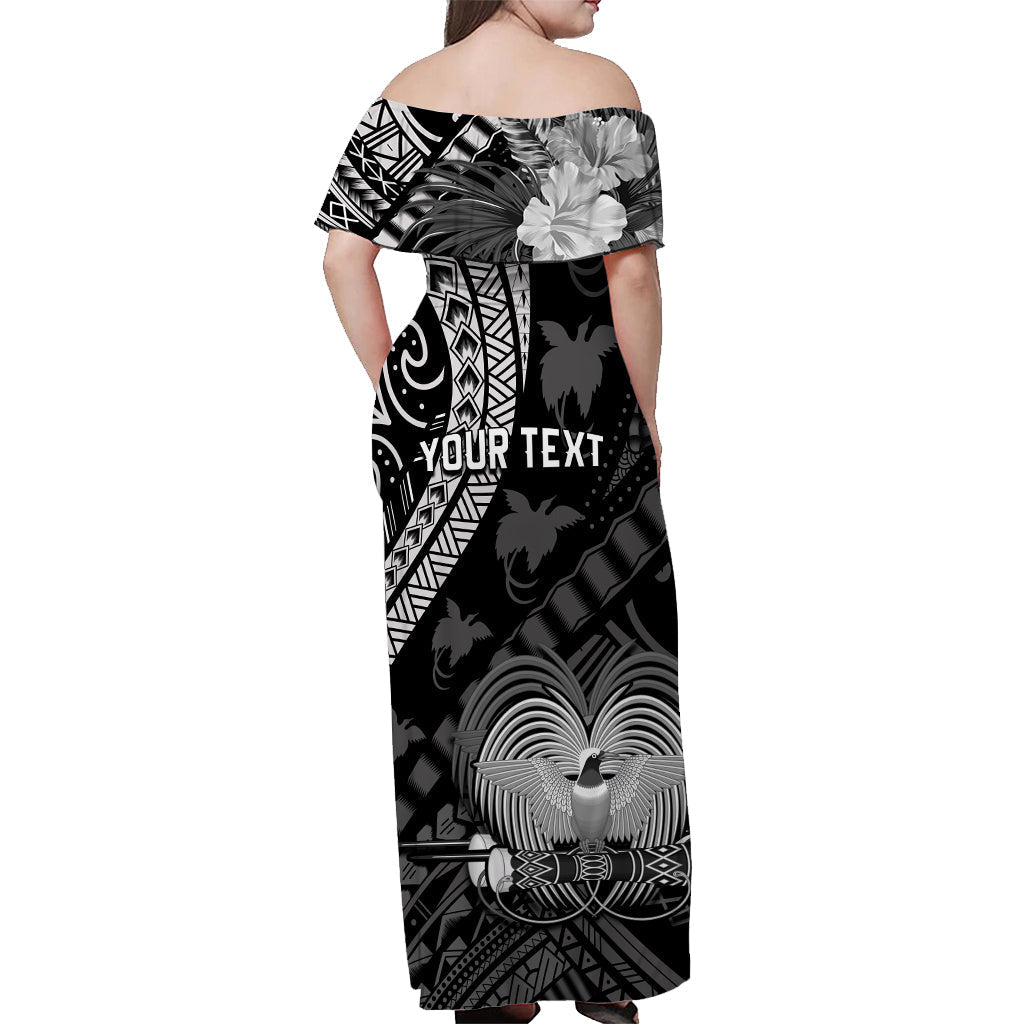 Custom Personalised Papua New Guinea Off Shoulder Long Dress Raggiana Birds Of Paradise Black
