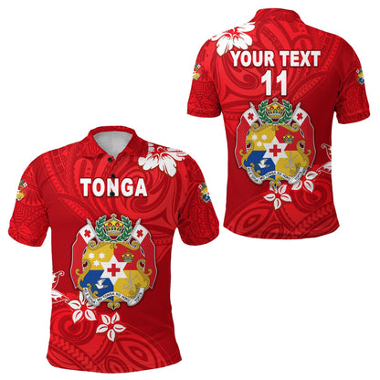 Custom Personalised Mate Ma'a Tonga Rugby Polo Shirt Polynesian Unique Vibes - Full Red, Custom Text and Number