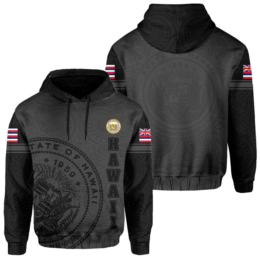 Polynesian Flag Seal Of Hawaii Hoodie Gray