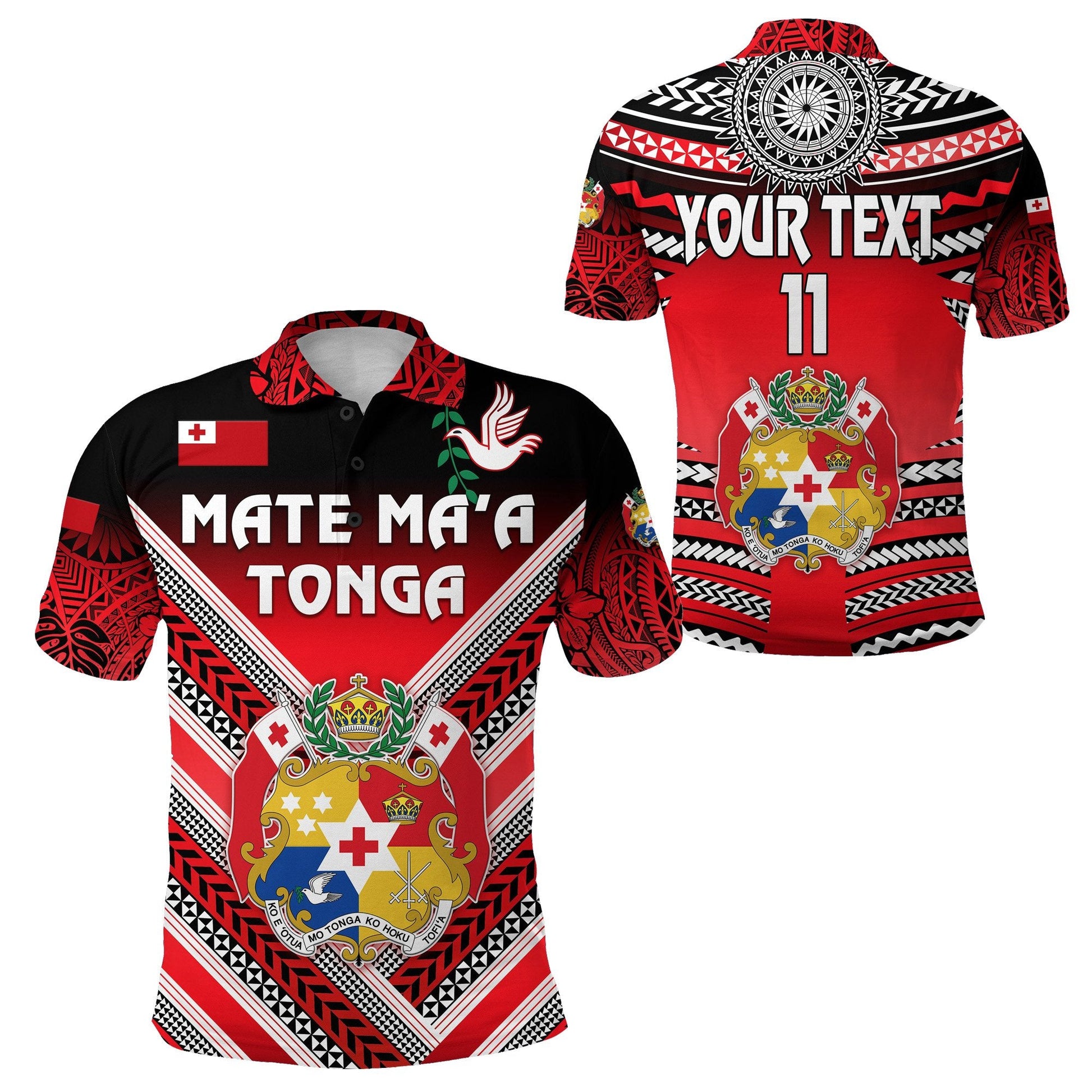 Custom Personalised Mate Ma'a Tonga Rugby Polo Shirt Polynesian Creative Style, Custom Text and Number