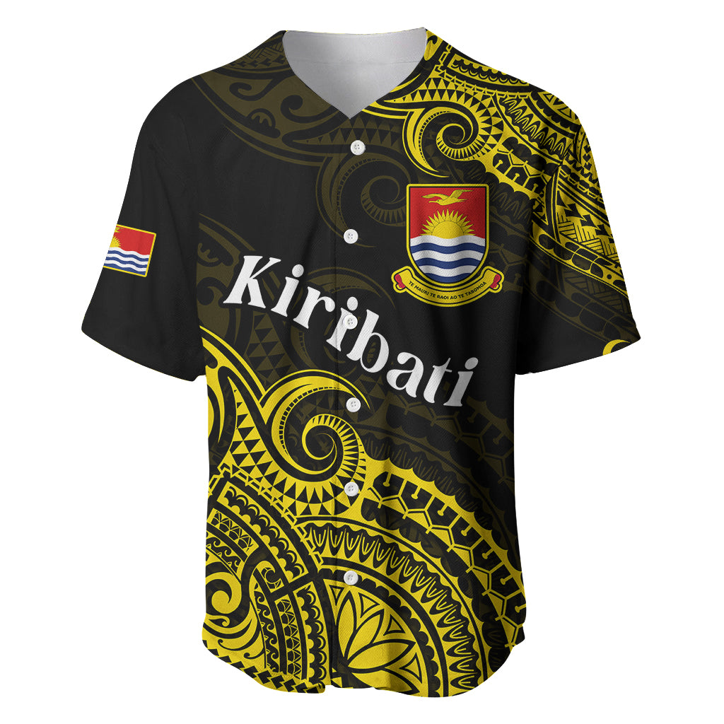 (Custom Personalised) Ribaberiki Kiribati Coat Of Arms Mix Yellow Polynesian Baseball Jersey
