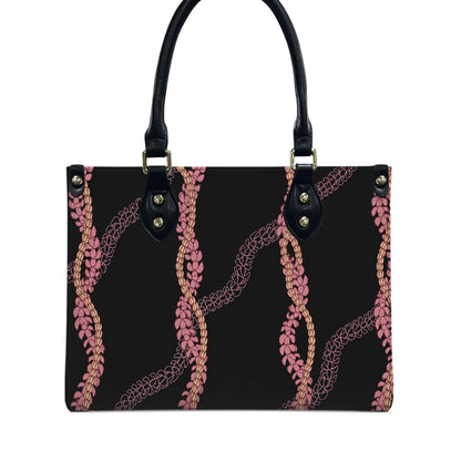 Tropical Black Puakenikeni Hawaiian Flower Lei Leather Handbag Gift For Her