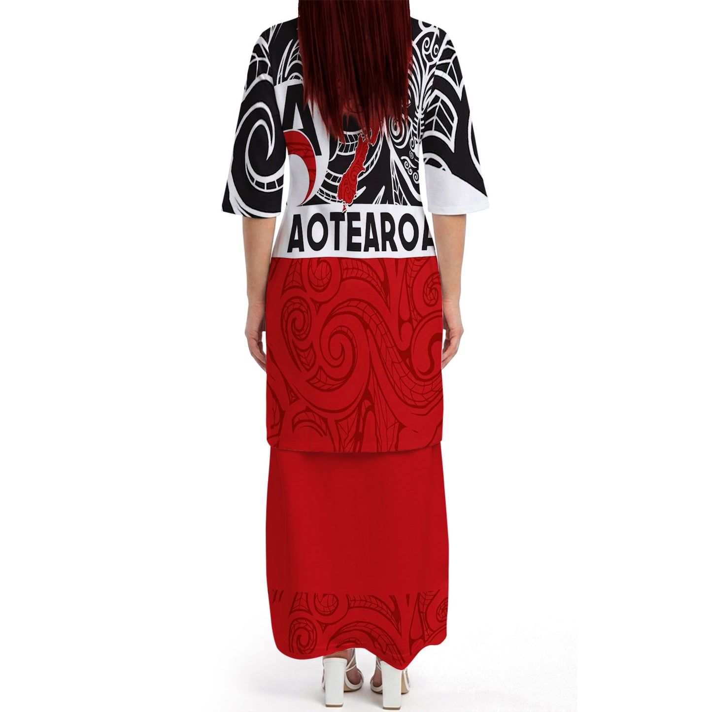 New Zealand Map Matching Outfit For Couple NZ Mask Pattern Red Dress And Hawaiian Shirt For Her Him