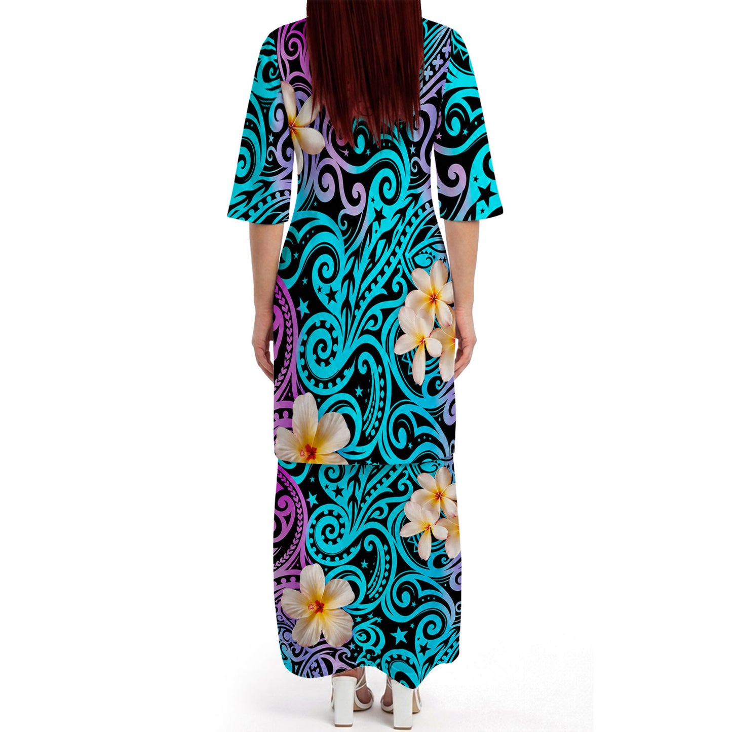 Plumeria Flowers Pattern Yellow Matching Outfit For Couple Island Polynesian Tribal Puletasi Dress And Shirt