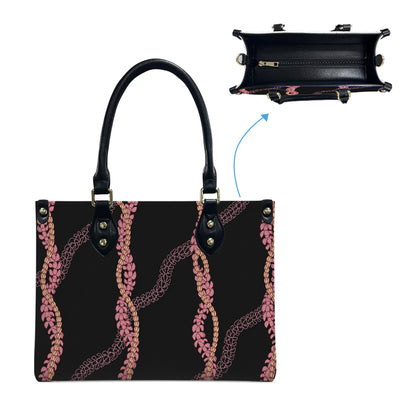 Tropical Black Puakenikeni Hawaiian Flower Lei Leather Handbag Gift For Her