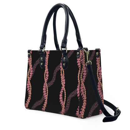 Tropical Black Puakenikeni Hawaiian Flower Lei Leather Handbag Gift For Her