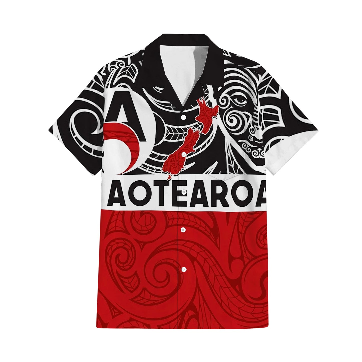 New Zealand Map Matching Outfit For Couple NZ Mask Pattern Red Dress And Hawaiian Shirt For Her Him