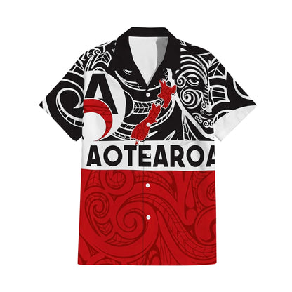 New Zealand Map Matching Outfit For Couple NZ Mask Pattern Red Dress And Hawaiian Shirt For Her Him
