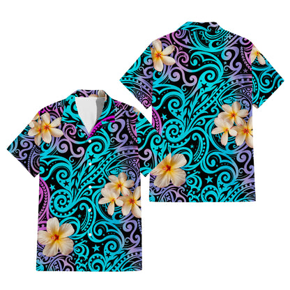 Plumeria Flowers Pattern Yellow Matching Outfit For Couple Island Polynesian Tribal Puletasi Dress And Shirt