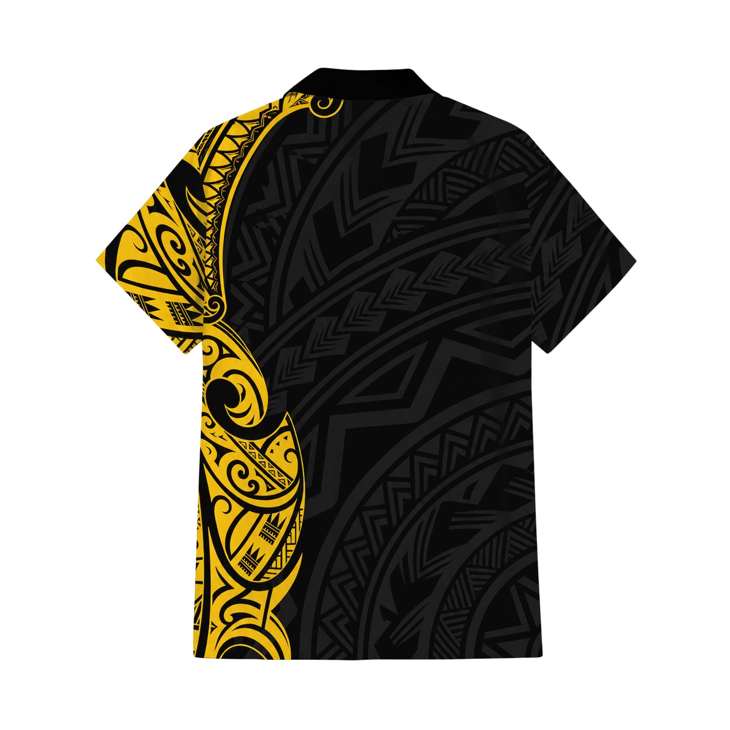Samoa Black Outfit Matching Polynesian Tribal Pattern Yellow Dress And Hawaiian Shirt