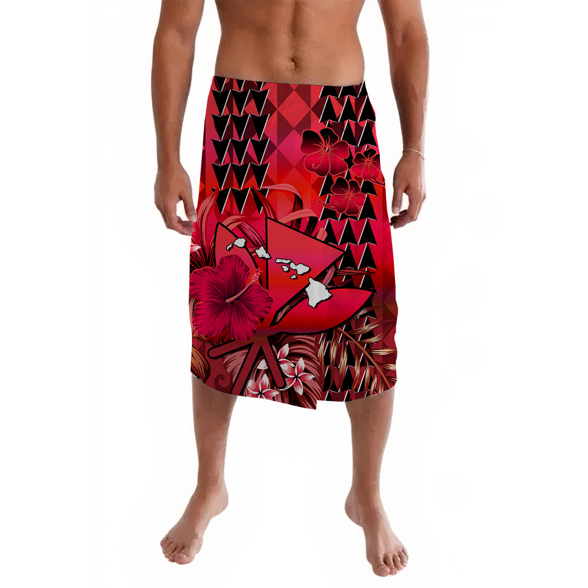 Hawaii Flowers Lavalava Red Tribal Pattern Hawaiian