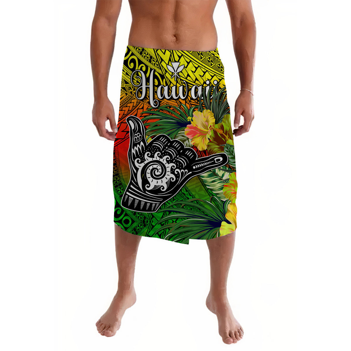 The Shaka Hawaii Lavalava Tropical Flowers Reggae Version