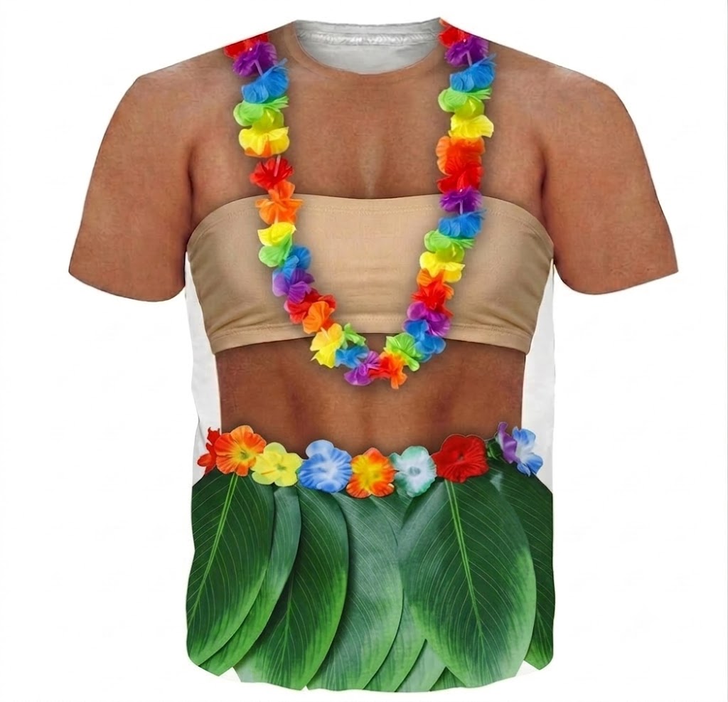 Polynesian Shirt Flowers Necklace Funny Leaf Skirt Style T Shirt For Her