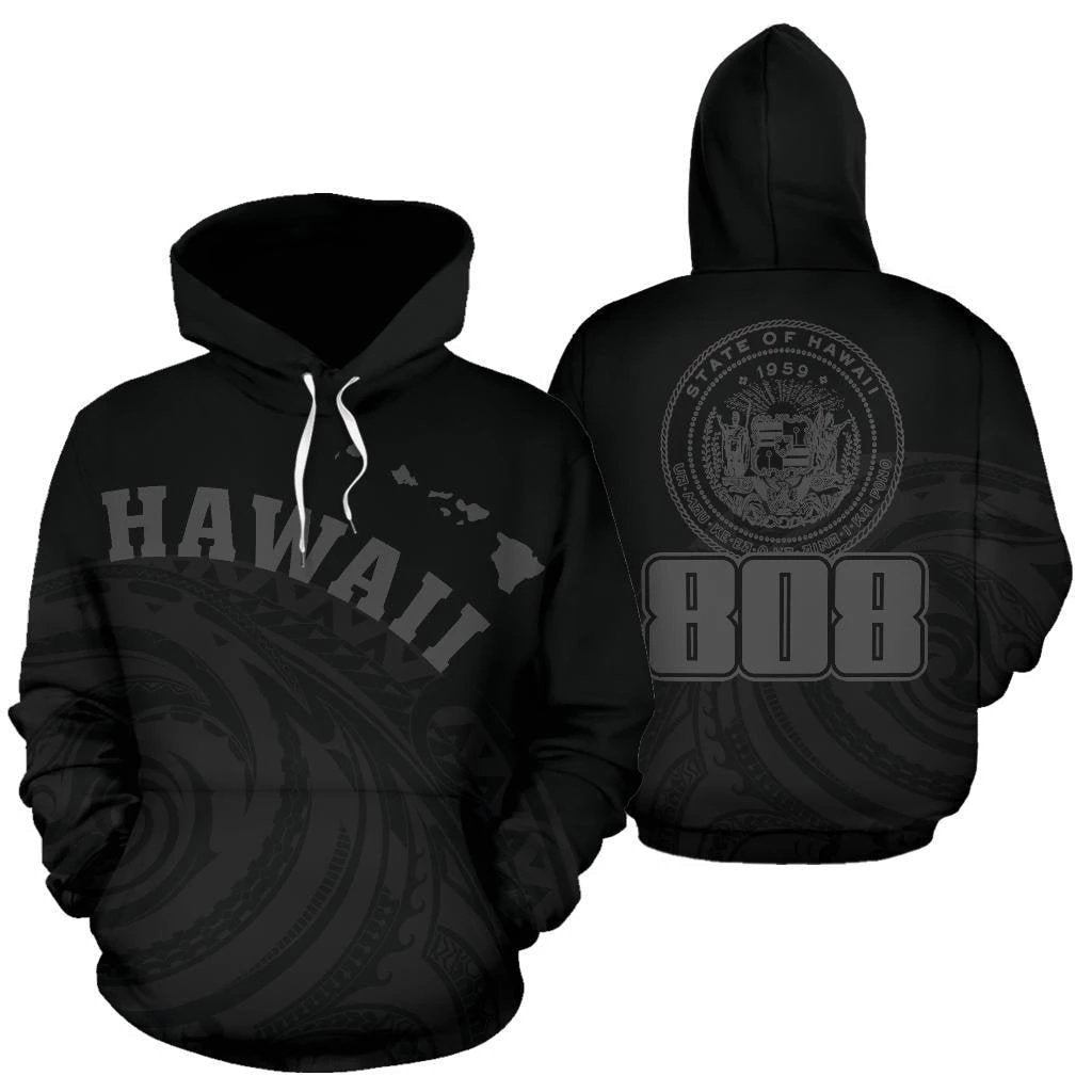 Hawaii Polynesia Hoodie Gray Tatau Style