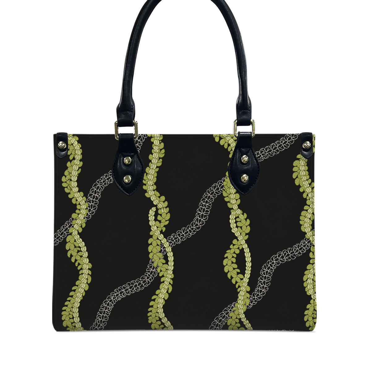 Tropical Puakenikeni Hawaiian Green Flower Lei Leather Handbag Gift For Her