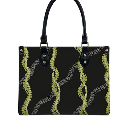 Tropical Puakenikeni Hawaiian Green Flower Lei Leather Handbag Gift For Her