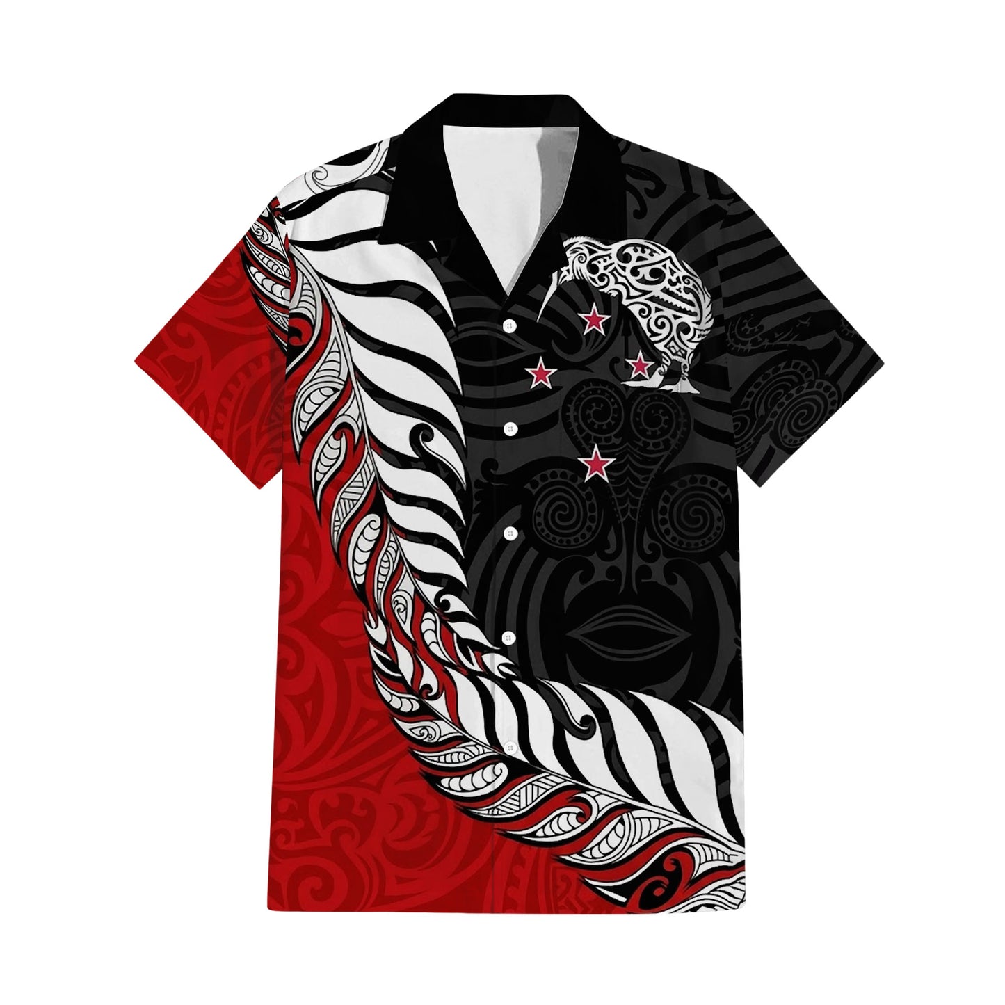 New Zealand Map Matching Outfit For Couple NZ Kiwi Bird Pattern Red Dress And Hawaiian Shirt