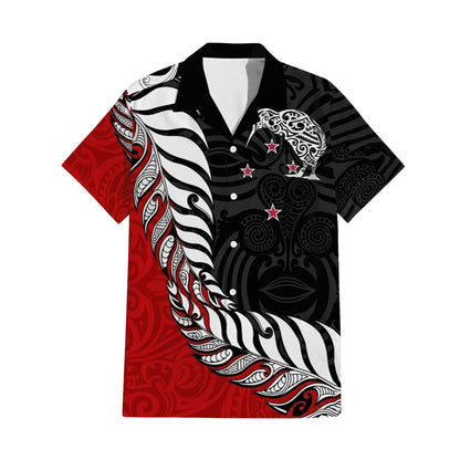 New Zealand Map Matching Outfit For Couple NZ Kiwi Bird Pattern Red Dress And Hawaiian Shirt