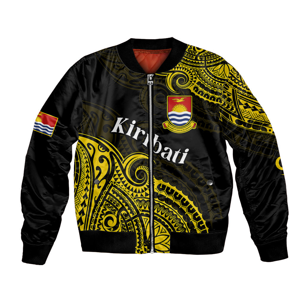 (Custom Personalised) Ribaberiki Kiribati Coat Of Arms Mix Yellow Polynesian Bomber Jacket