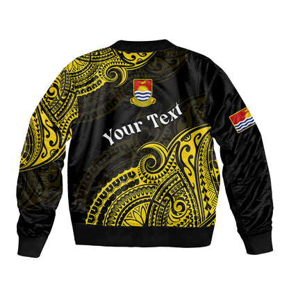(Custom Personalised) Ribaberiki Kiribati Coat Of Arms Mix Yellow Polynesian Bomber Jacket