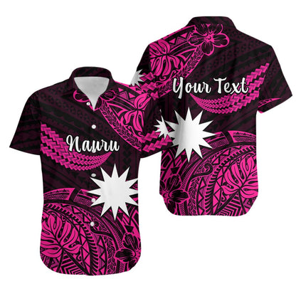 Custom Personalised Nauru Polynesian Hibiscus Naoero Pink Hawaiian Shirt