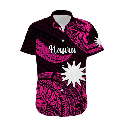 Custom Personalised Nauru Polynesian Hibiscus Naoero Pink Hawaiian Shirt