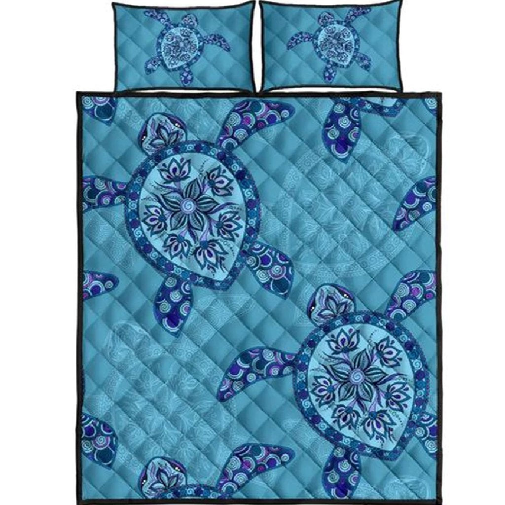 Hawaii Quilt Bed Set Blue Turtle Quilt Bed Set