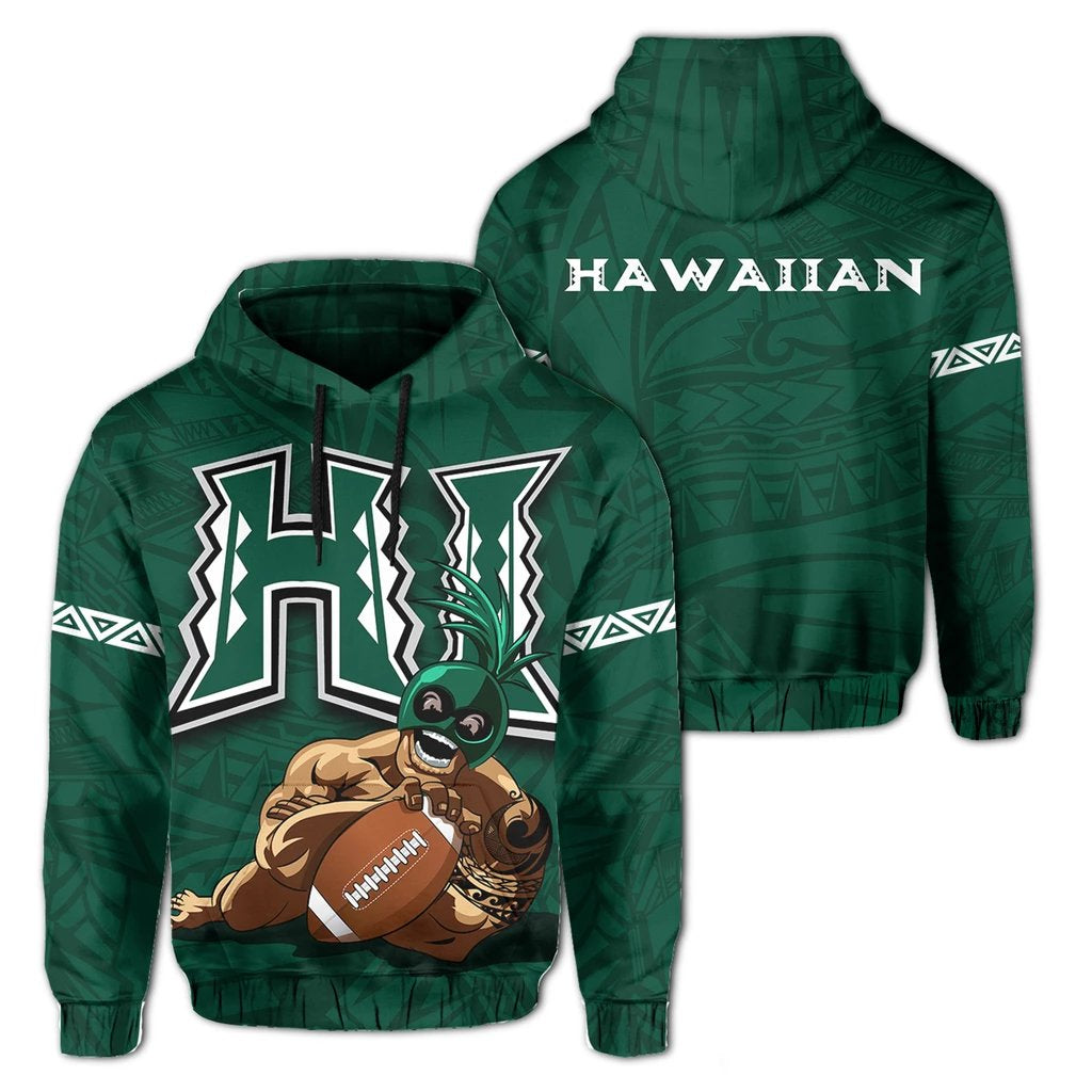 Polynesian Kakau Hawaii Warrior Football Hoodie