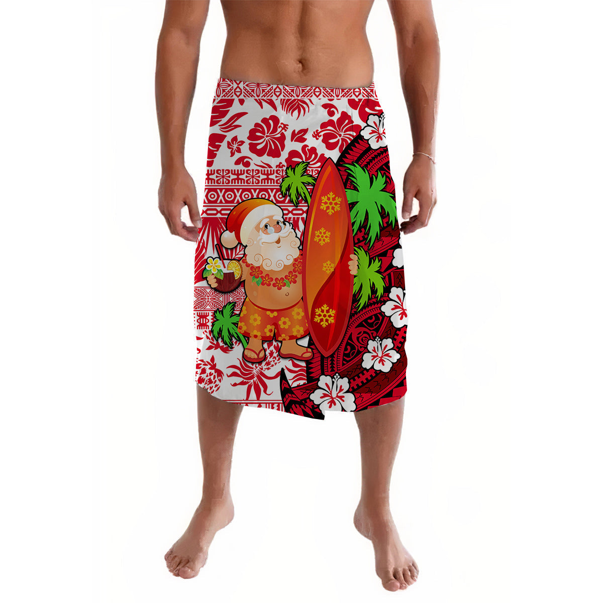 Mele Kalikimaka Lavalava Christmas Hawaii with Santa Claus