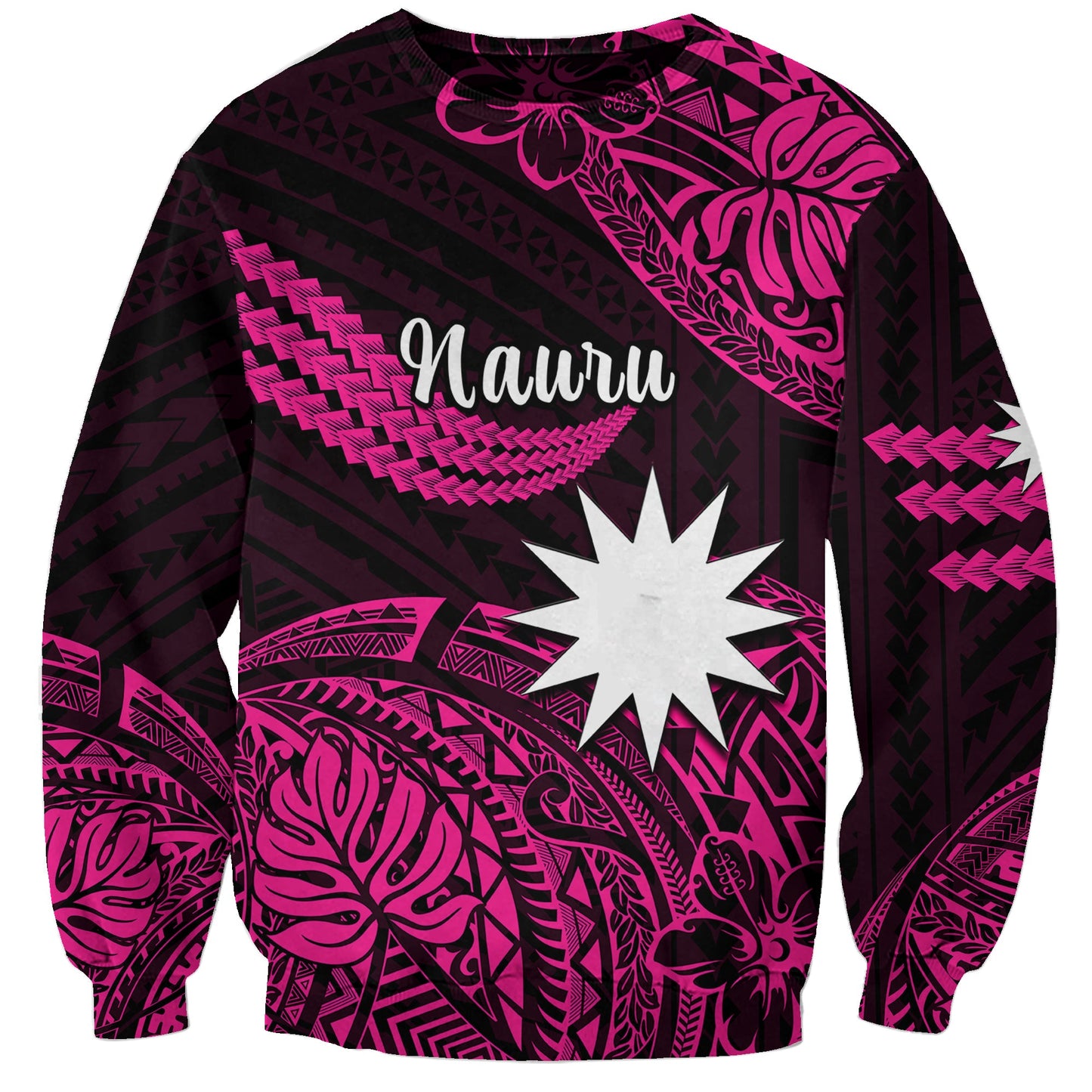 Custom Personalised Nauru Polynesian Hibiscus Naoero Pink Sweatshirt