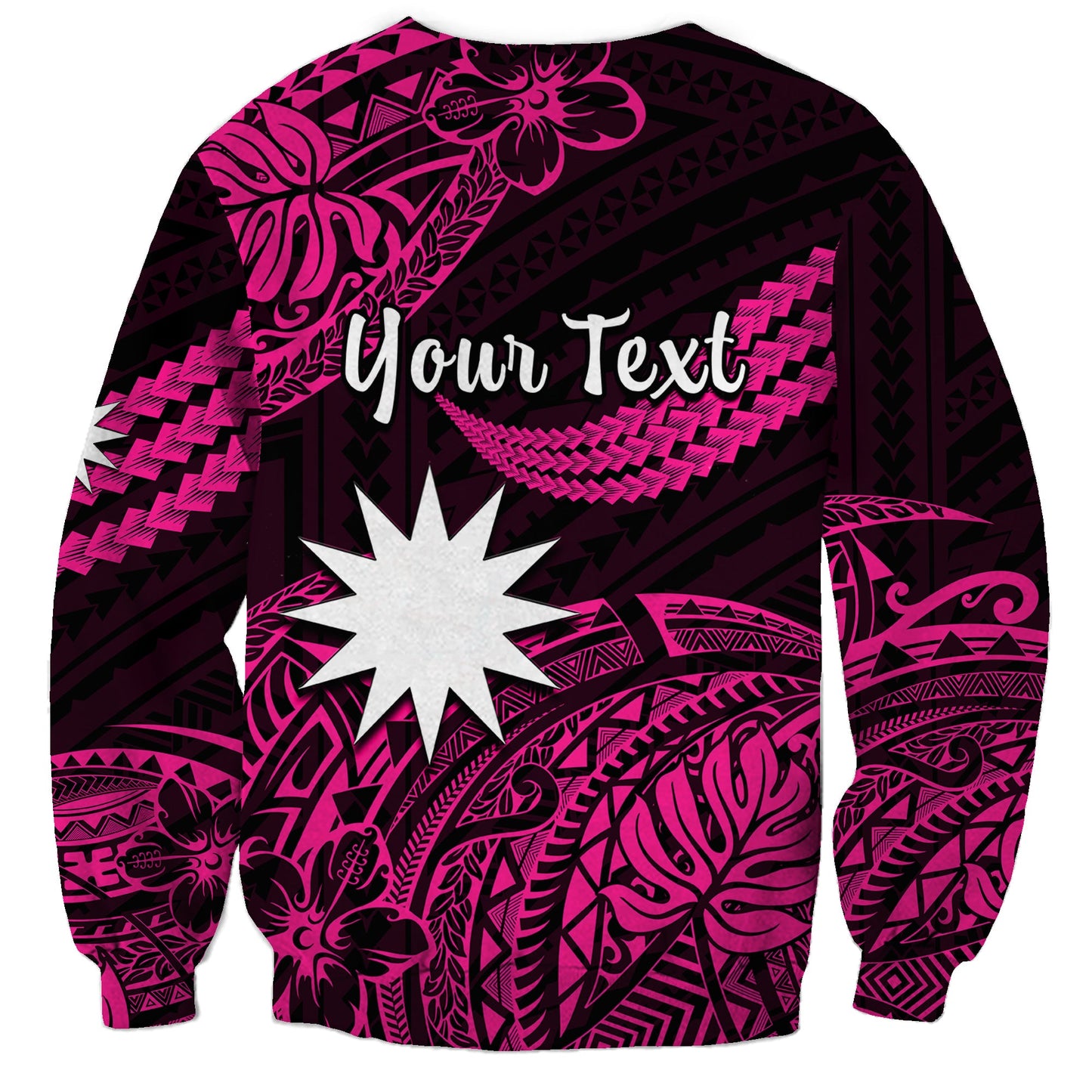 Custom Personalised Nauru Polynesian Hibiscus Naoero Pink Sweatshirt