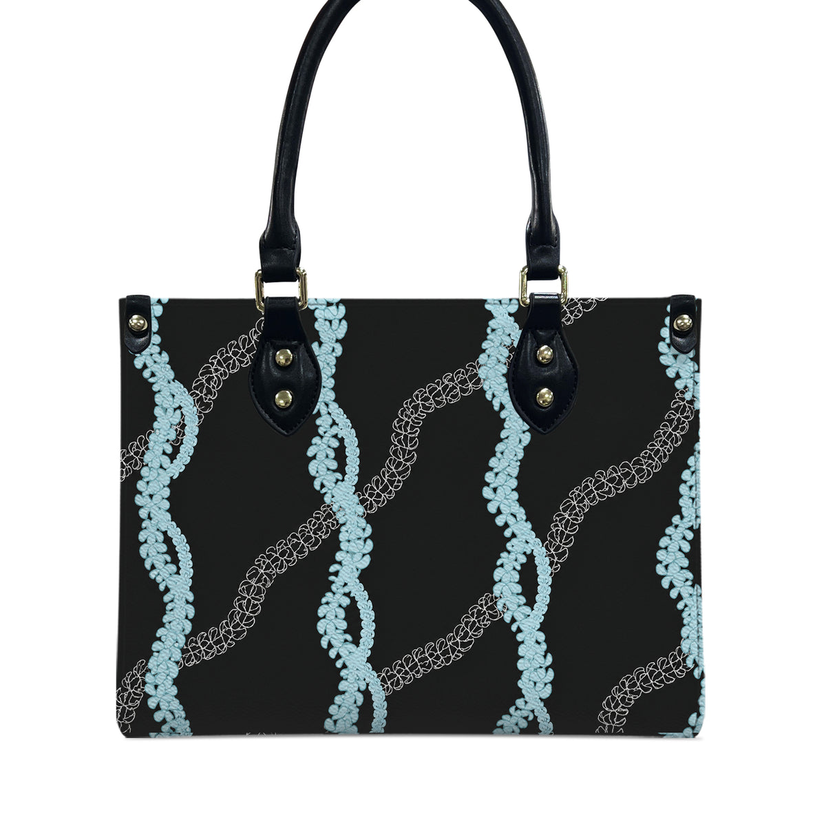 Tropical Puakenikeni Hawaiian Blue Flower Lei Leather Handbag Gift For Her