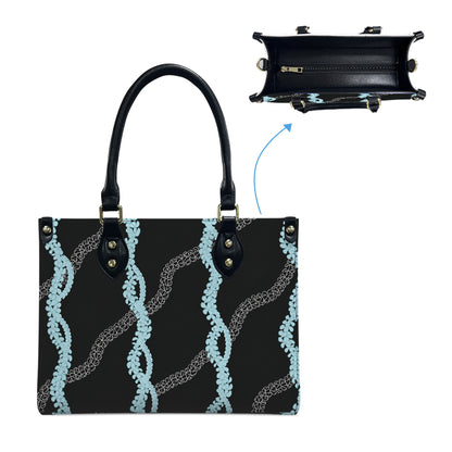 Tropical Puakenikeni Hawaiian Blue Flower Lei Leather Handbag Gift For Her