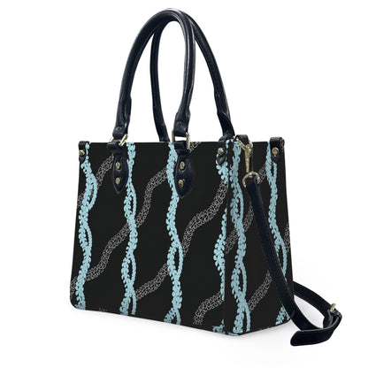 Tropical Puakenikeni Hawaiian Blue Flower Lei Leather Handbag Gift For Her