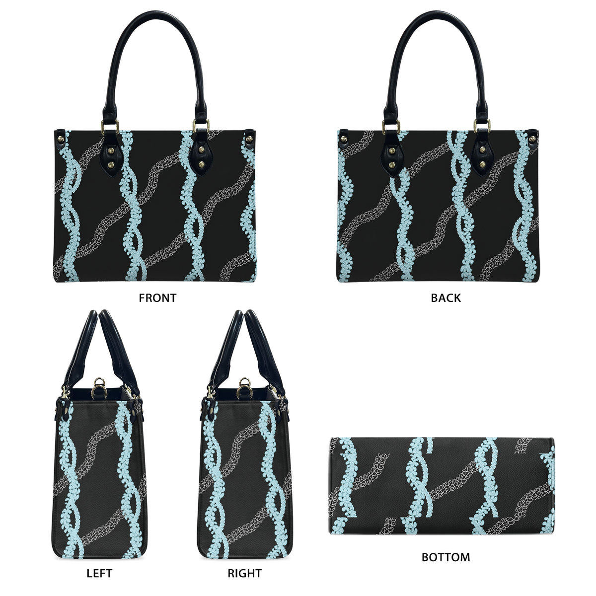 Tropical Puakenikeni Hawaiian Blue Flower Lei Leather Handbag Gift For Her