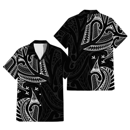 New Zealand Matching Outfit For Couple NZ Pattern Black Dress And Hawaiian Shirt