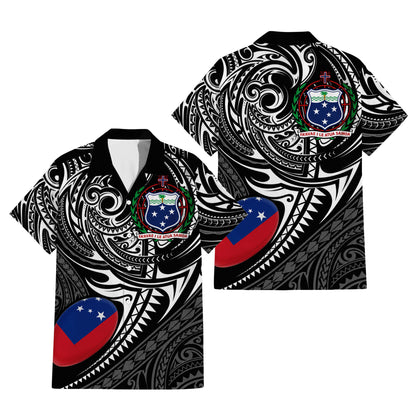 Samoa Rugby Outfit Matching Polynesian Tribal Pattern Dress And Hawaiian Shirt