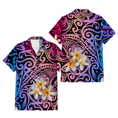 Plumeria Flowers Pattern Yellow Matching Outfit For Couple Island Polynesian Tribal Purple Puletasi Dress And Shirt