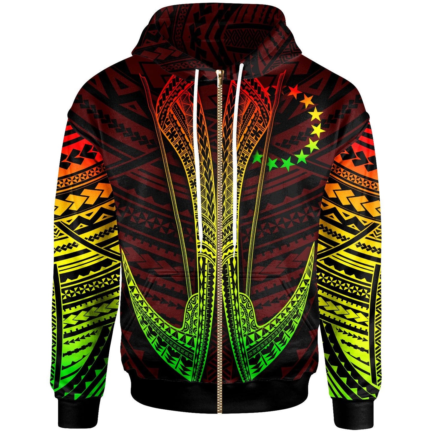 Cook Islands Custom Zip Hoodie Fish Hook All Over Print Hoodie