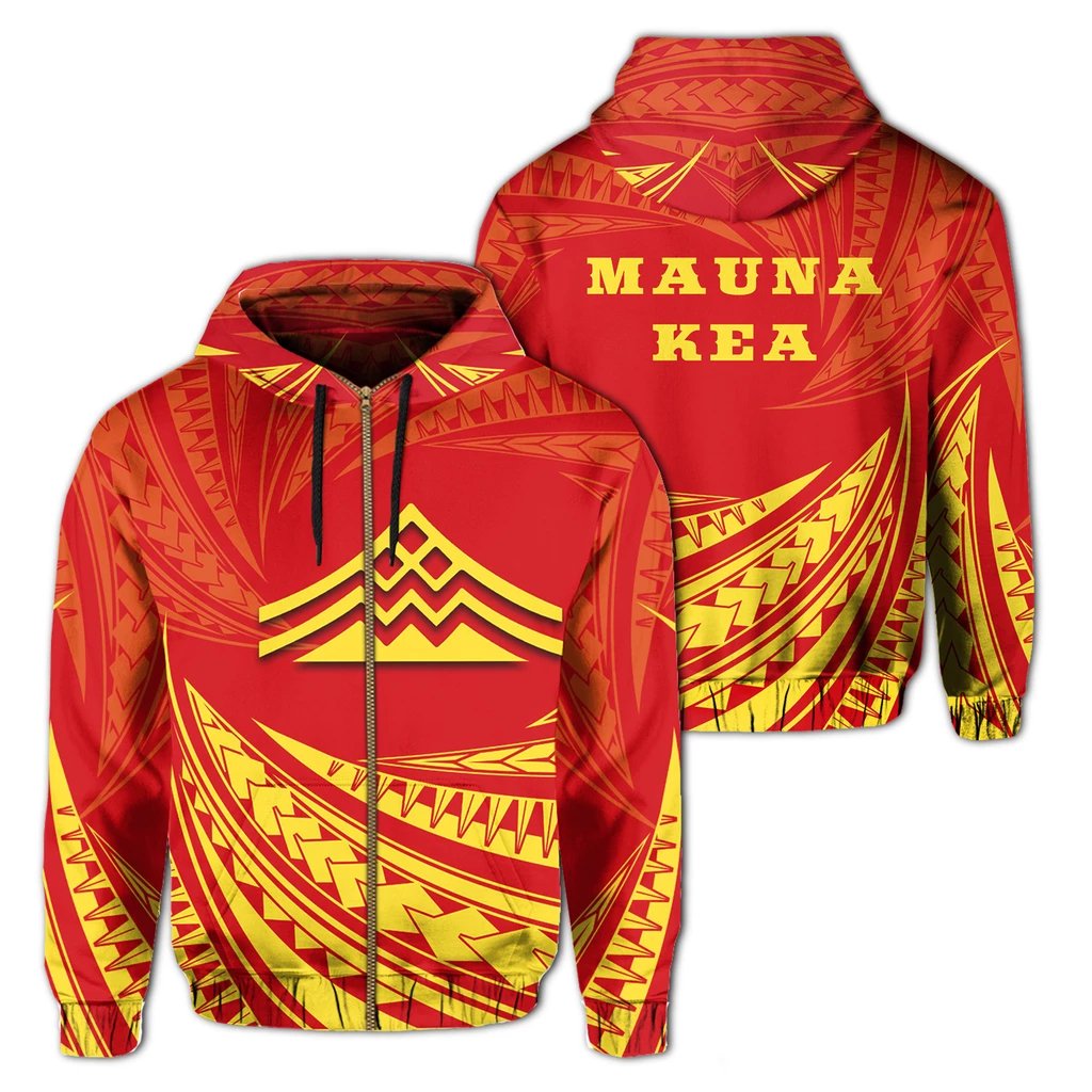 Hawaiian Mauna Kea Polynesian Zipper Hoodie Tornado Style
