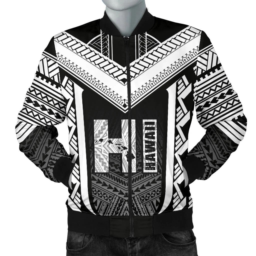 Hawaiian Kanaka Polynesian Men's Bomber Jacket Active White