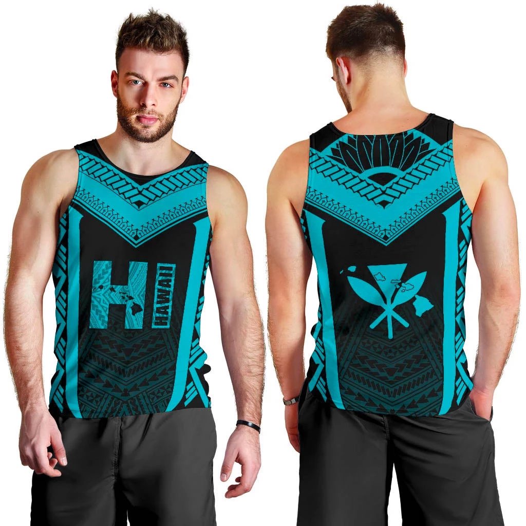 Hawaiian Kanaka Polynesian Men's Tank Top Active Blue
