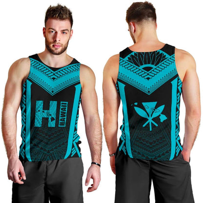 Hawaiian Kanaka Polynesian Men's Tank Top Active Blue